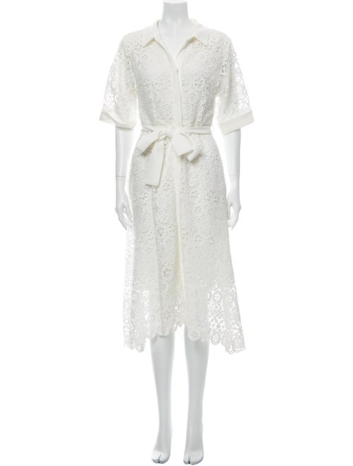 Maje Lace Pattern Long Dress White