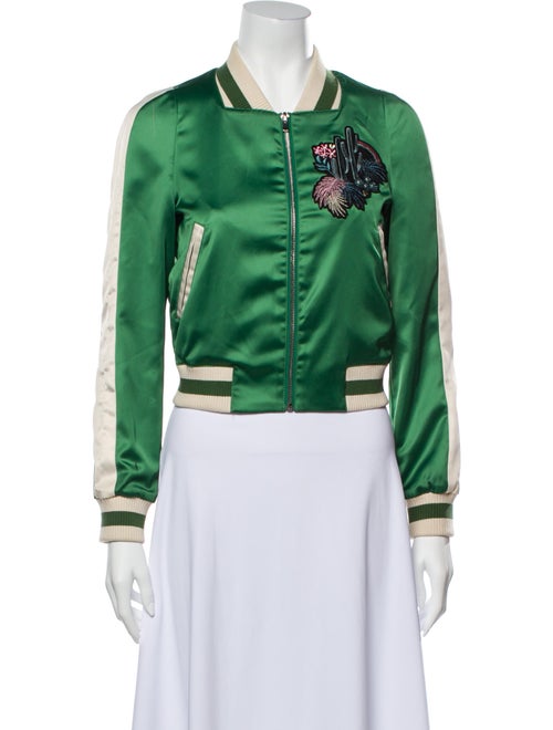 Maje Graphic Print Bomber Jacket Green