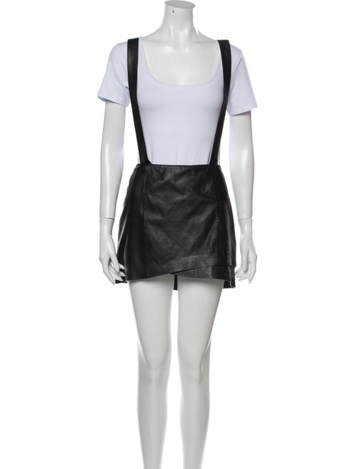 Maje Lamb Leather Mini Skirt Black