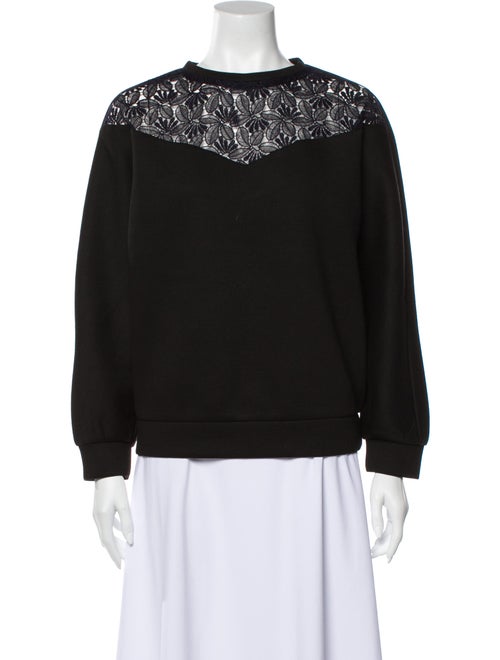 Maje Lace Pattern Crew Neck Sweatshirt Black