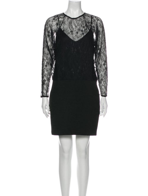 Maje Lace Pattern Mini Dress Black