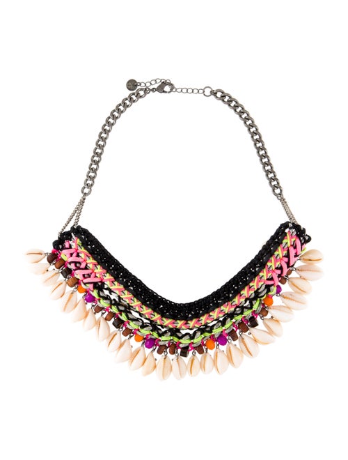 Maje Puka Shell & Cord Choker Necklace Silver