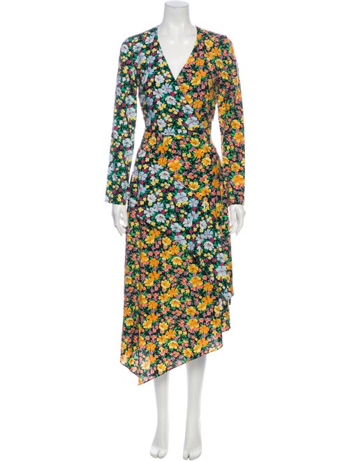 Maje Floral Print Midi Length Dress Black