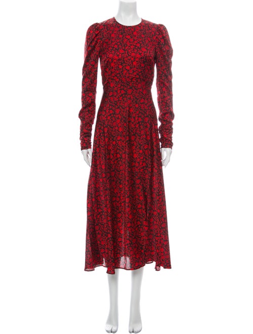 Maje Floral Print Long Dress Red
