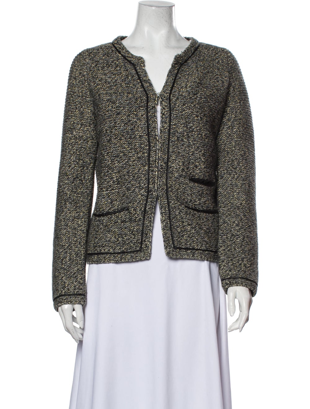 Maje Merino Wool Tweed Pattern Evening Jacket Black Jackets, Clothing W2M69149 The RealReal