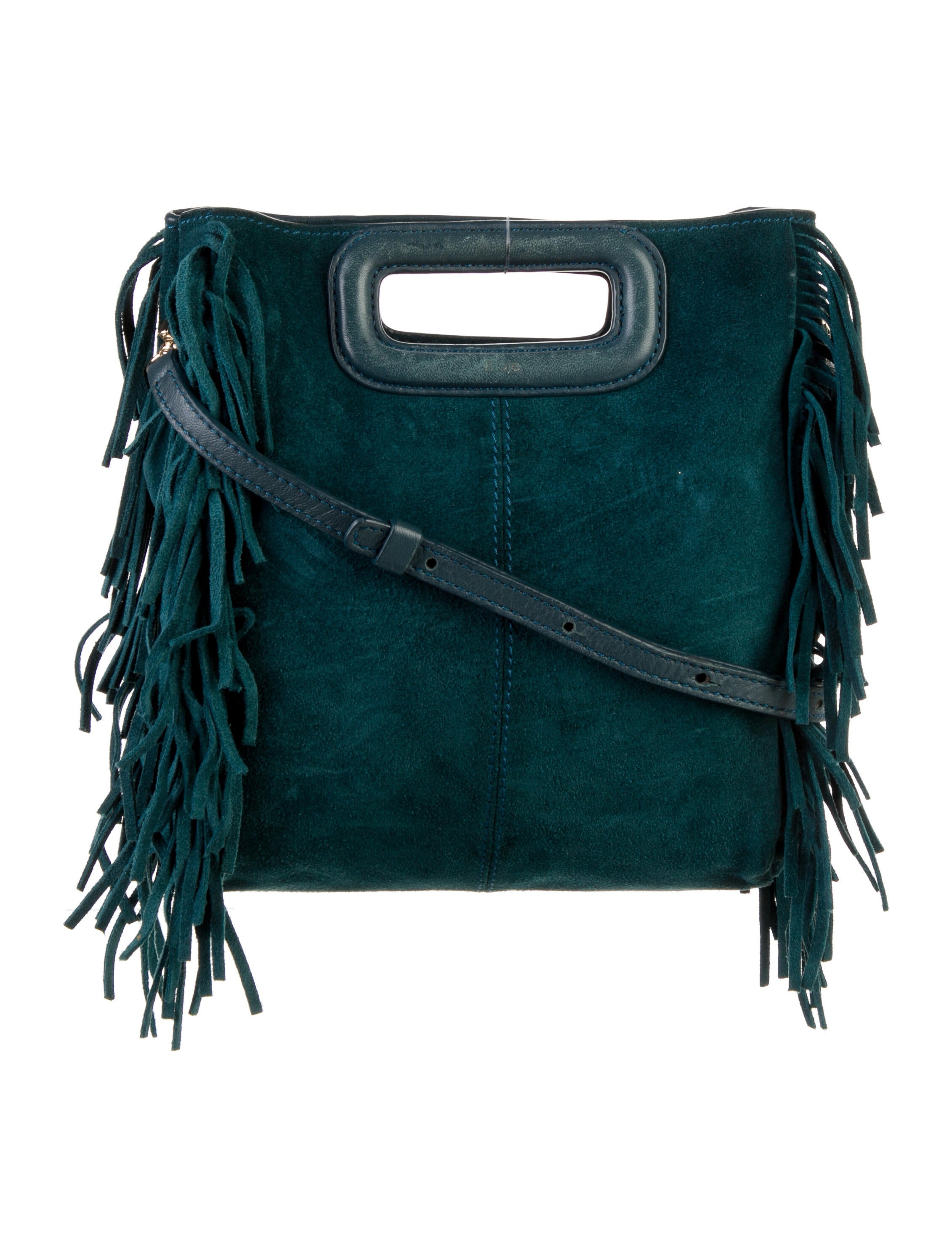 Maje Suede Fringe Crossbody Bag Green Crossbody Bags, Handbags