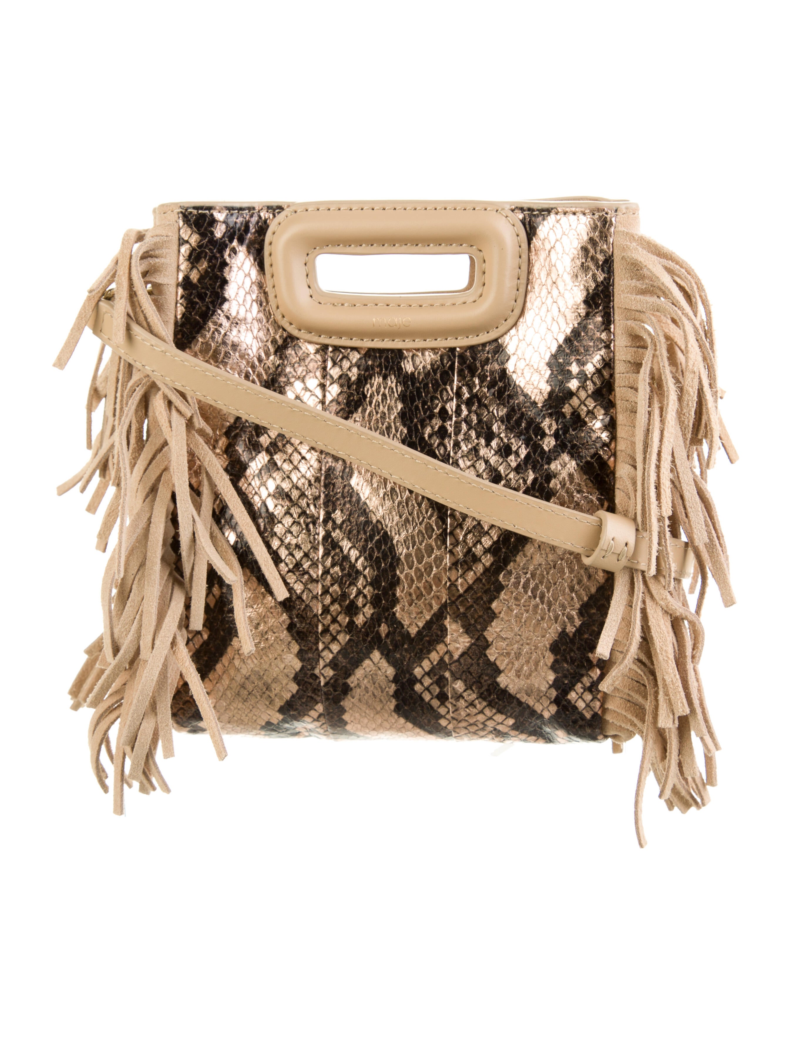 Maje Fringe Trim Crossbody Bag Neutrals Crossbody Bags, Handbags