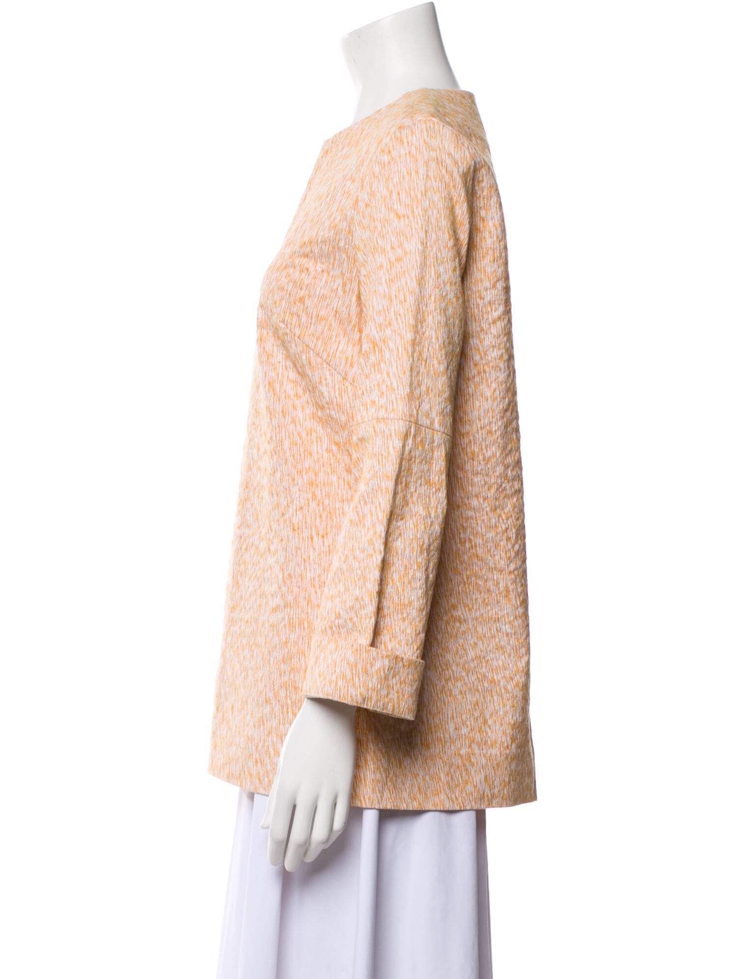 Trademark Printed Crew Neck Button-Up Top