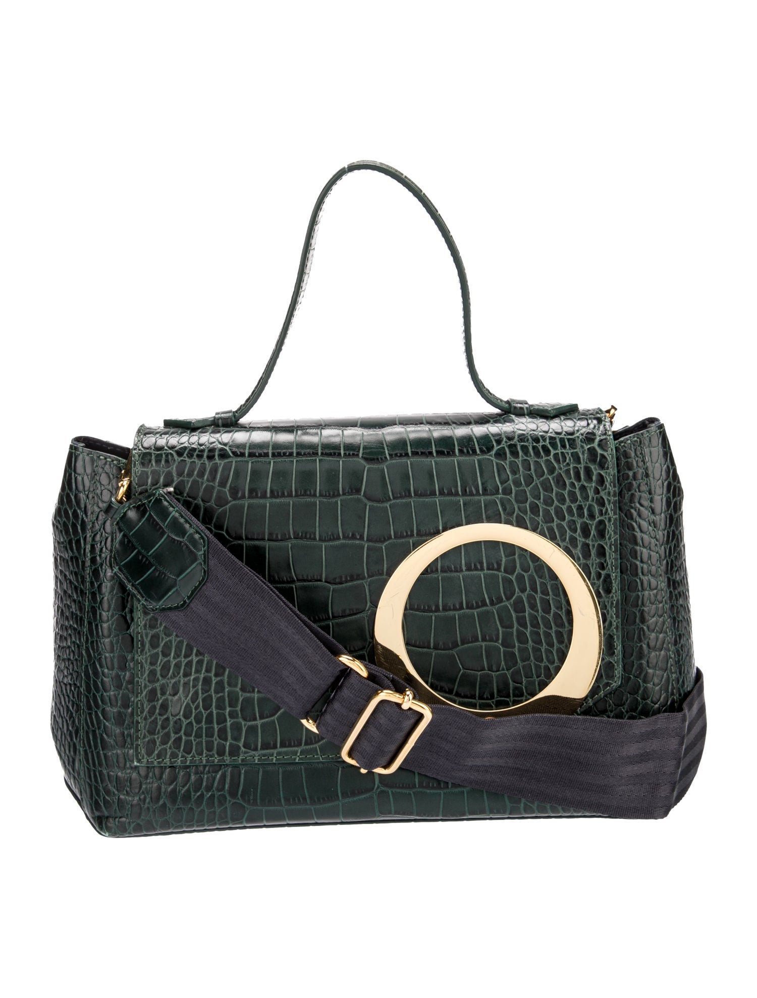 Trademark Embossed Leather Top Handle Bag