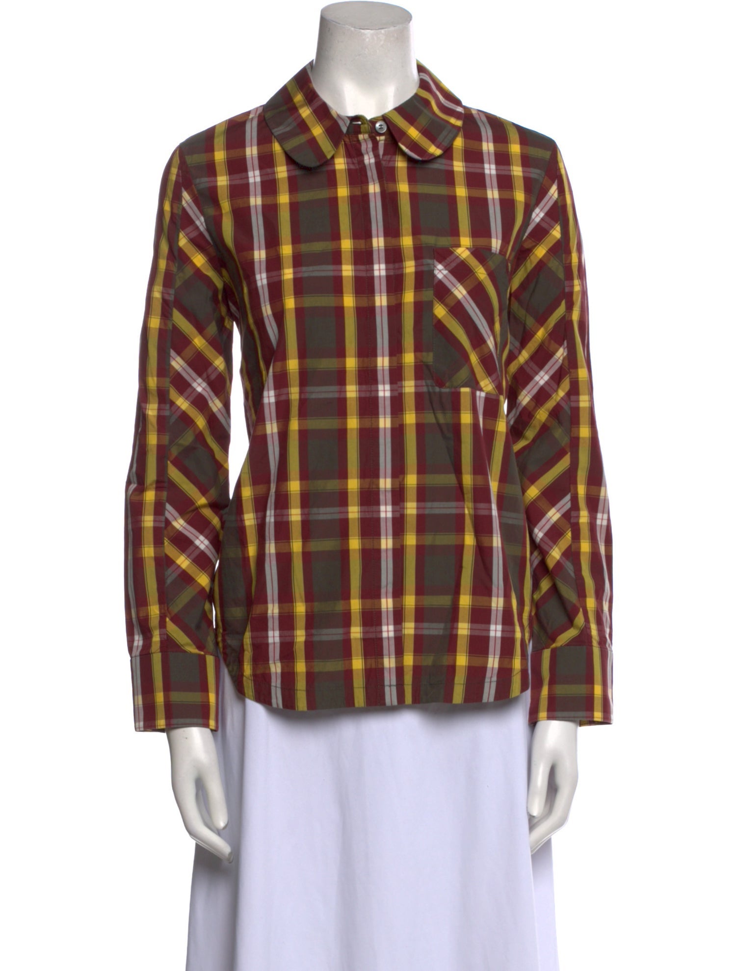 Trademark Plaid Print Long Sleeve Button-Up Top