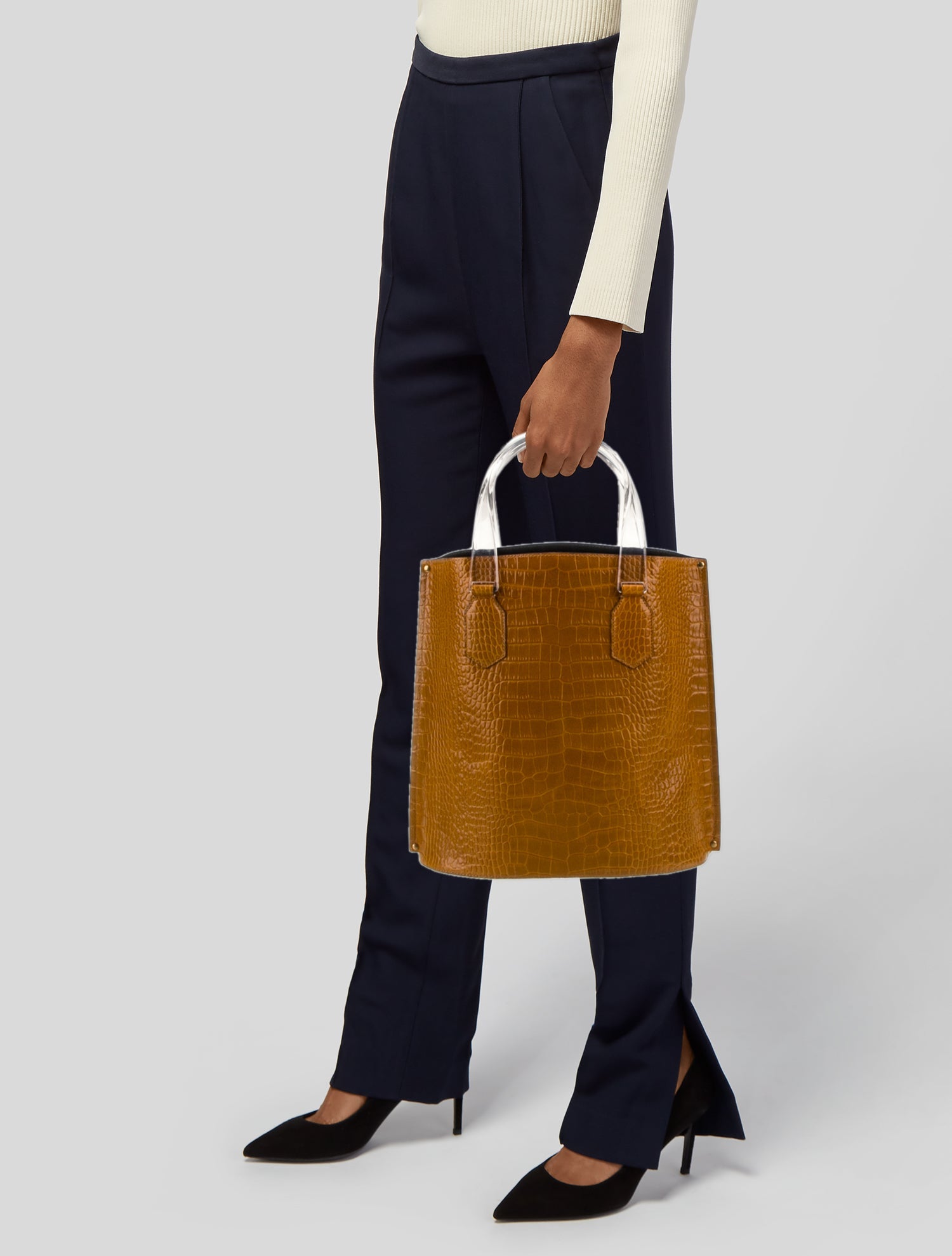 Trademark Embossed Leather Tote