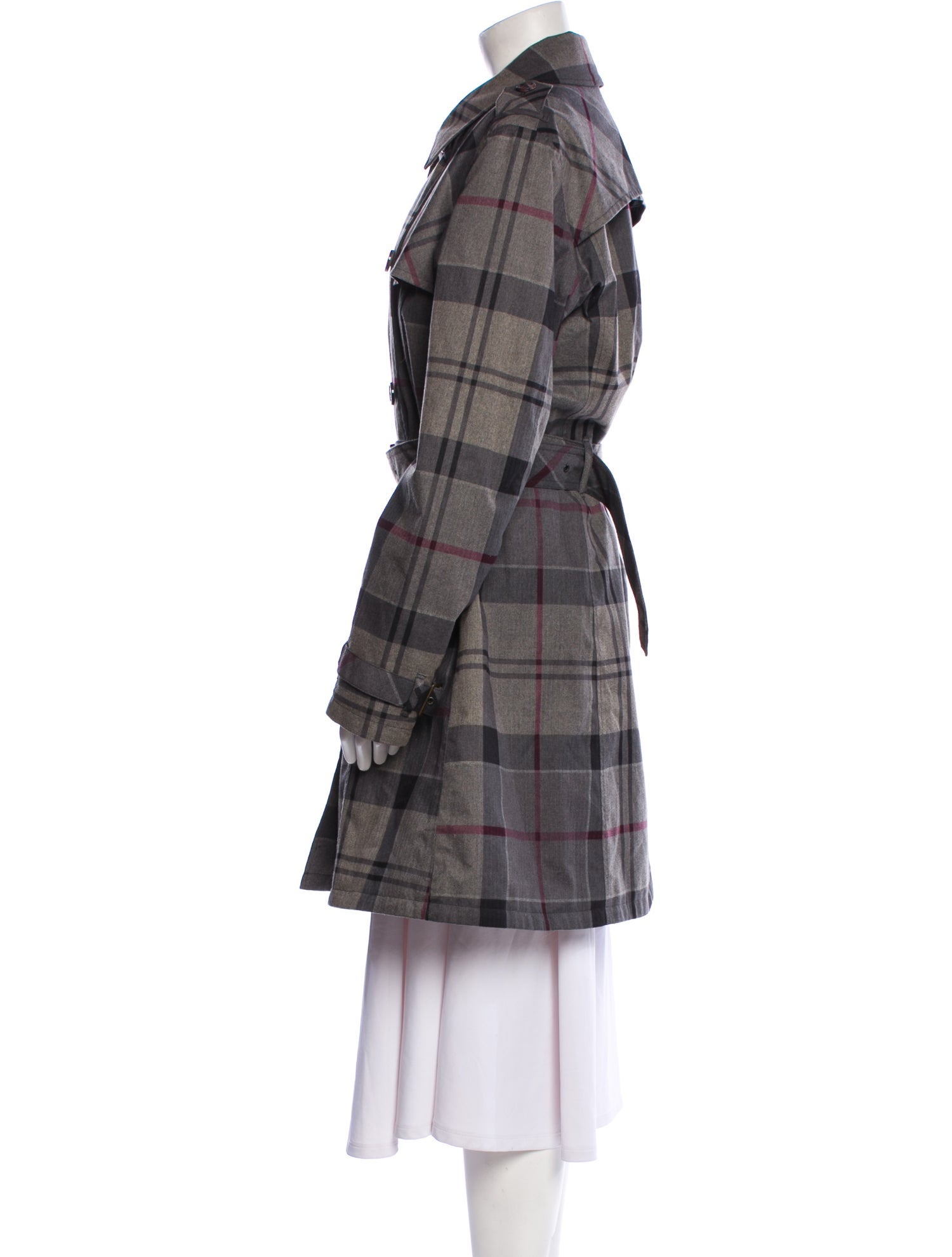 Barbour Plaid Print Trench Coat