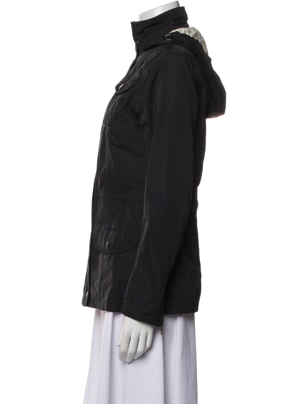 Barbour Utility Jacket Black With Hood Stand Coll… - image 2