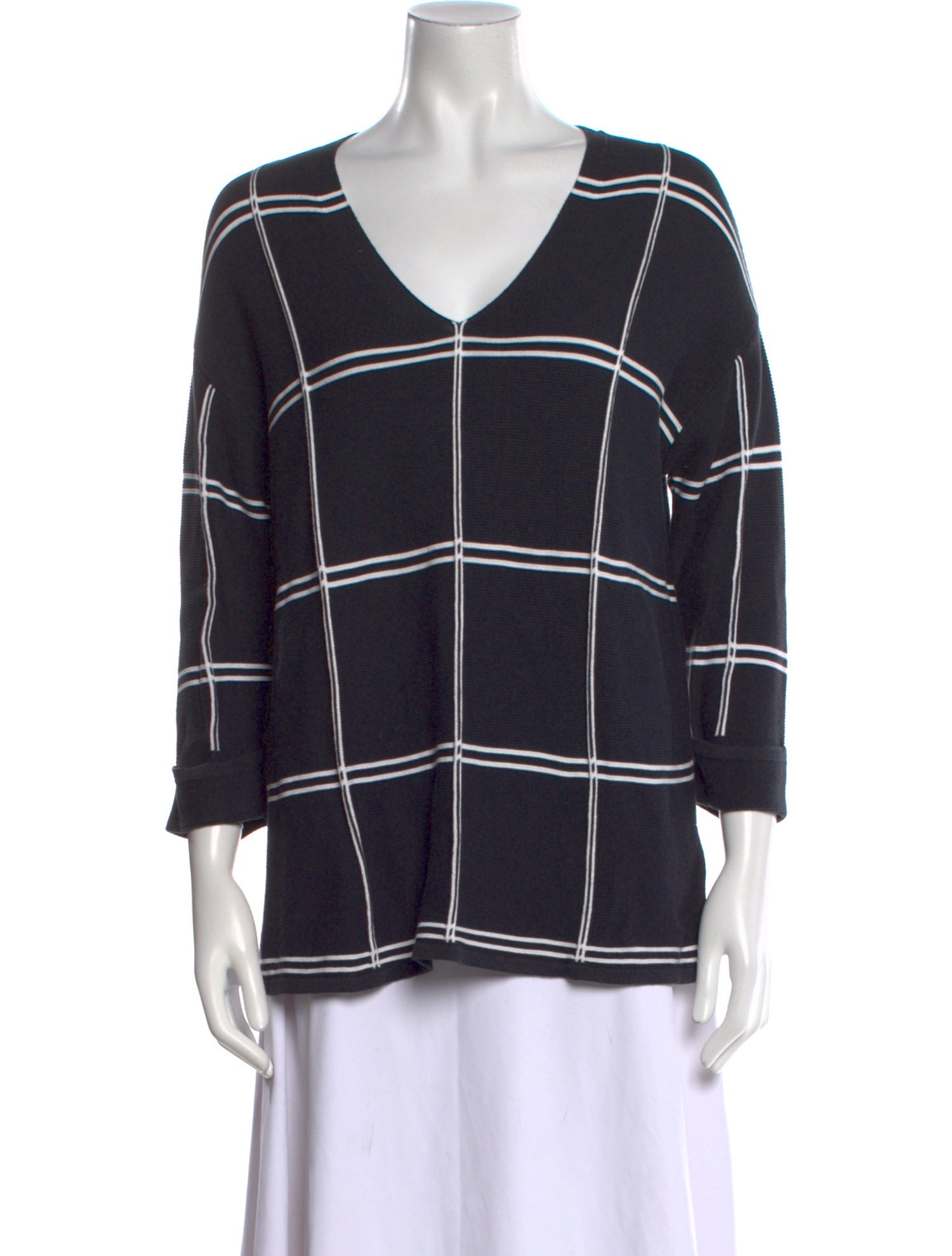 Barbour Plaid Print V-Neck Sweater