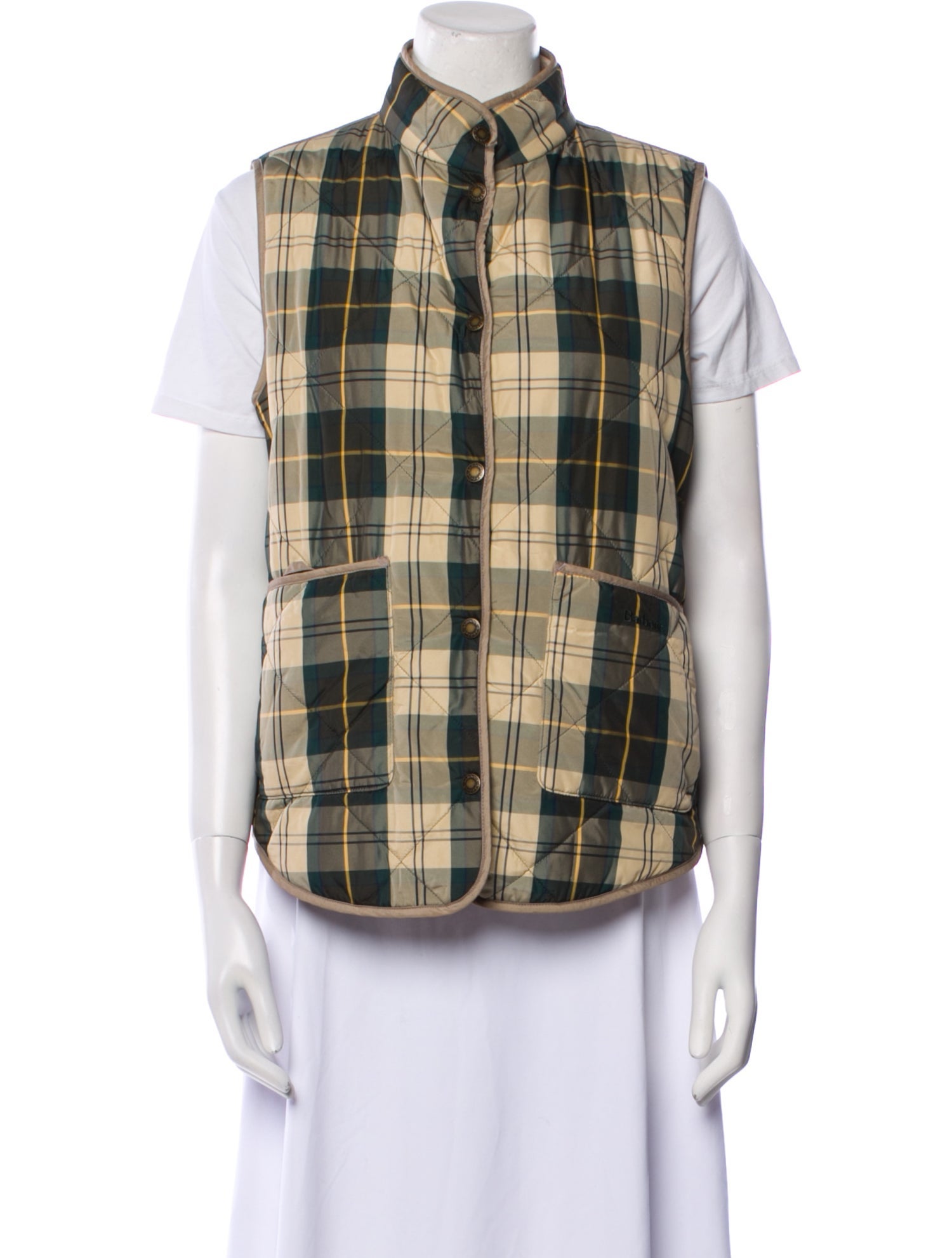 Barbour Plaid Print Vest