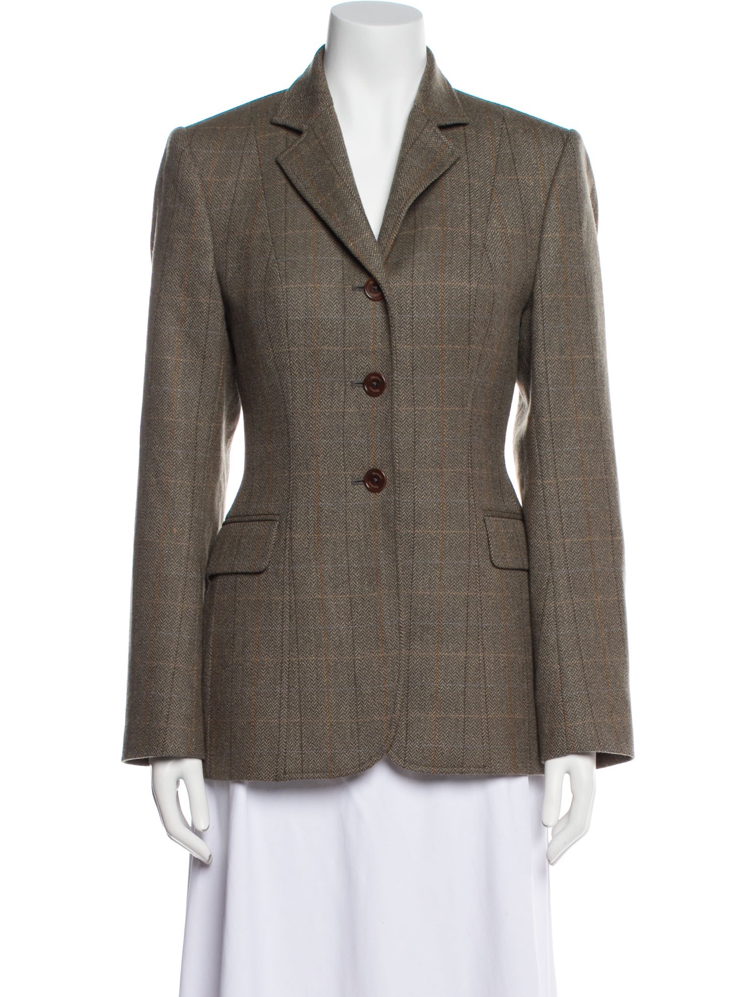 Barbour Wool Plaid Print Blazer