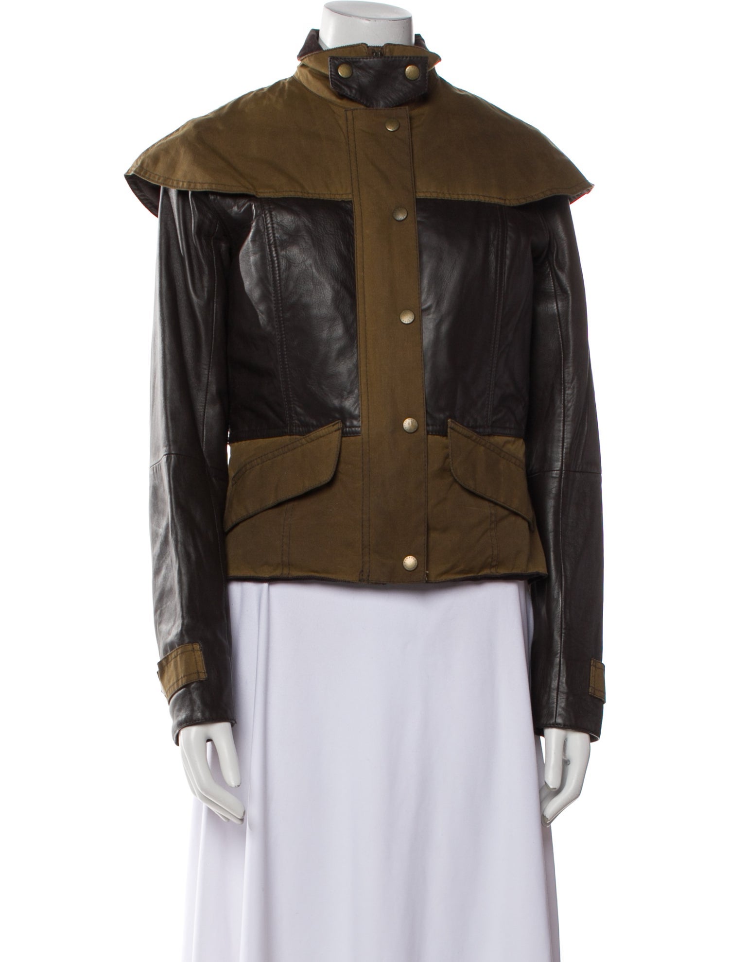 Barbour Leather Colorblock Pattern Jacket