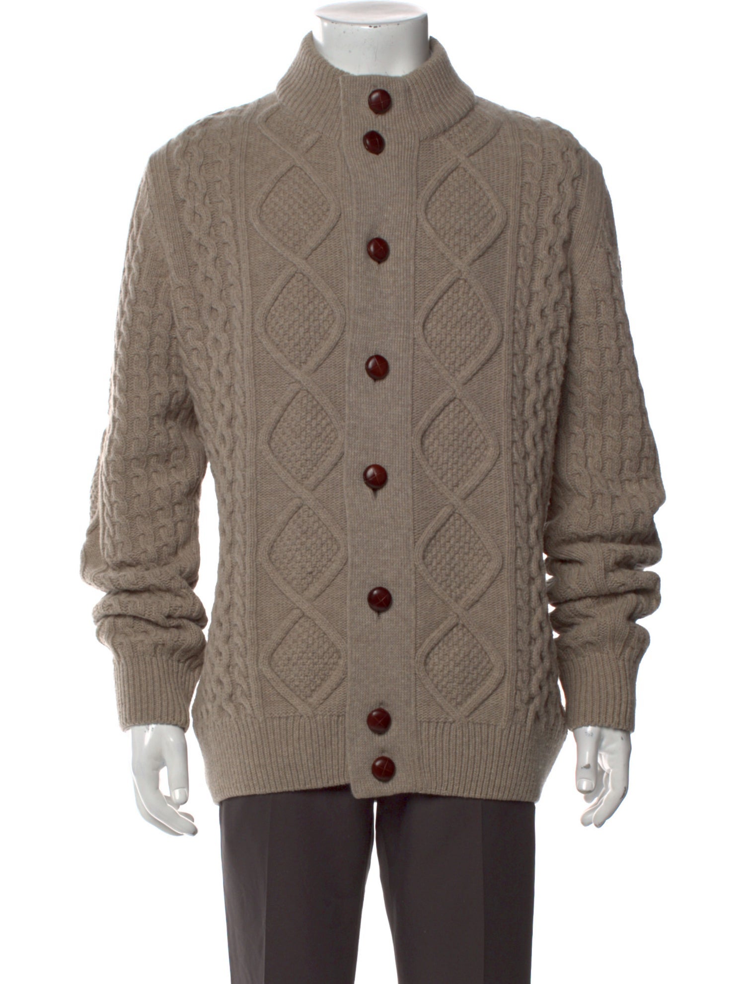 Barbour Leather Mock Neck Cardigan