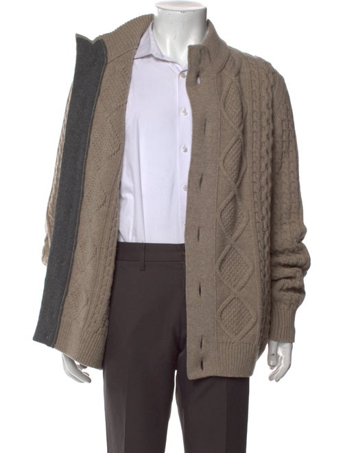 Barbour Leather Mock Neck Cardigan