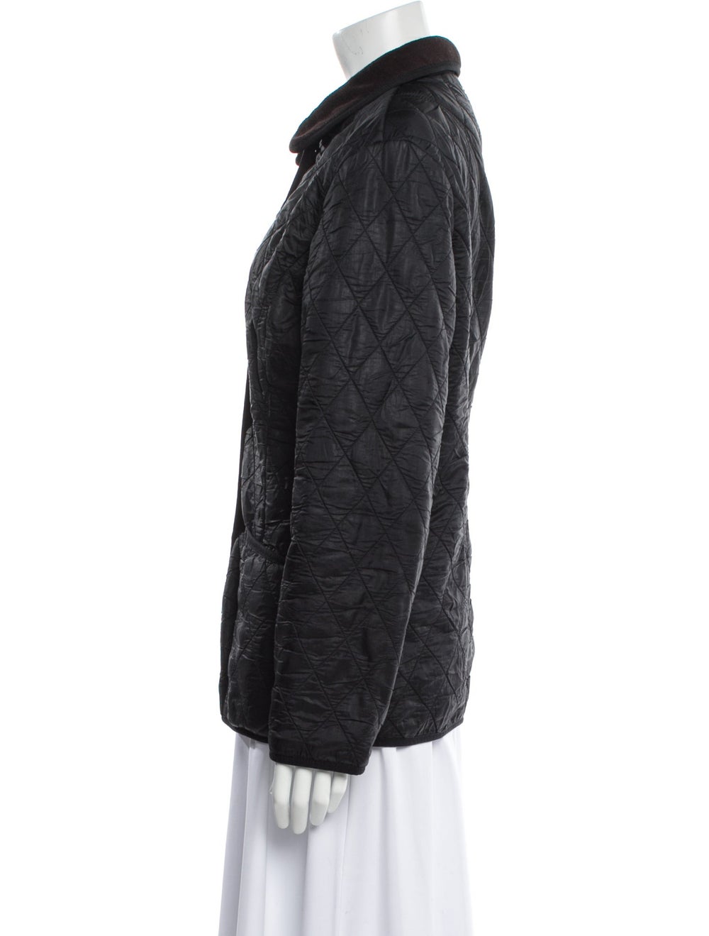 Barbour Jacket Black Peter Pan Collar Patch Pocke… - image 2