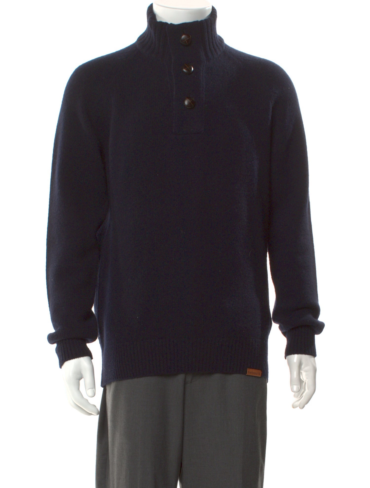 Barbour Lambswool Mock Neck Polo Sweater