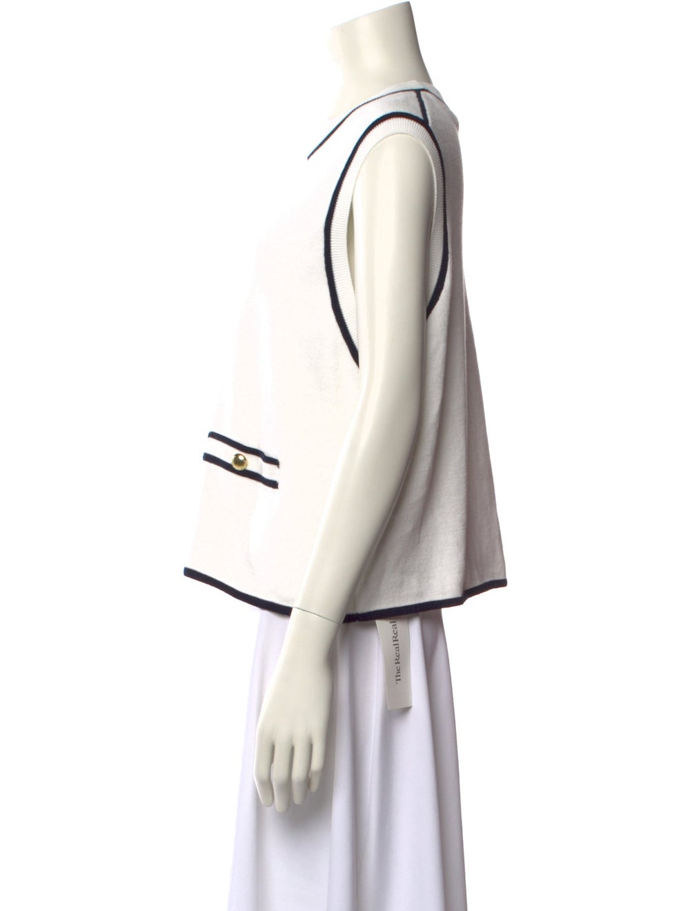 Barbour Top White Colorblock Pattern Sleeveless w… - image 2