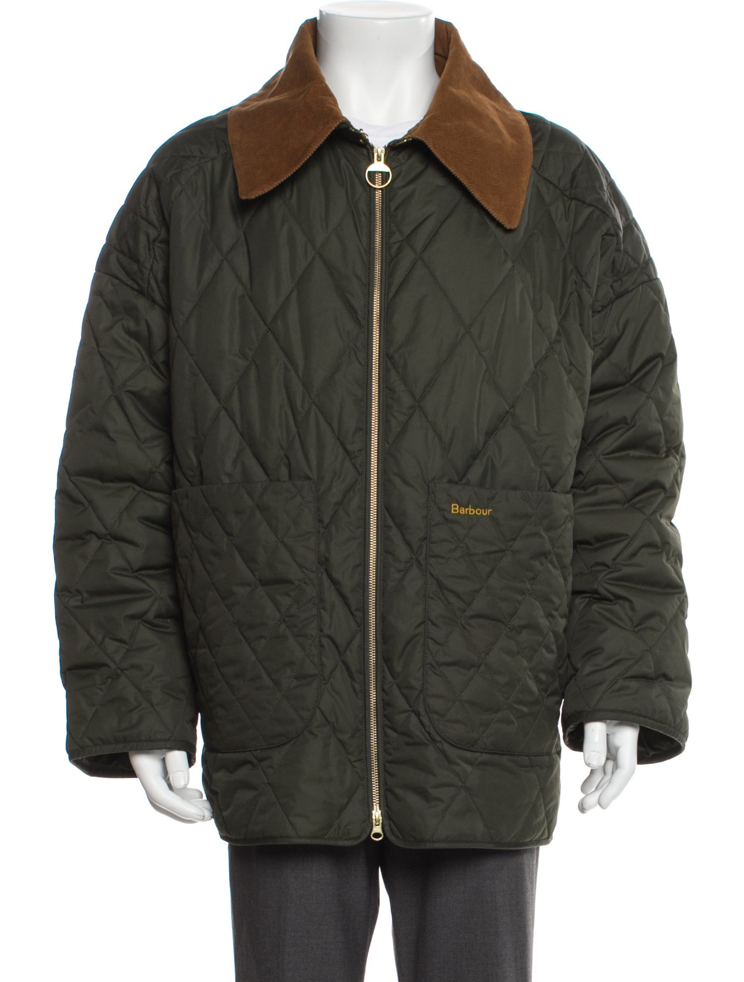 Barbour Colorblock Pattern Puffer Coat