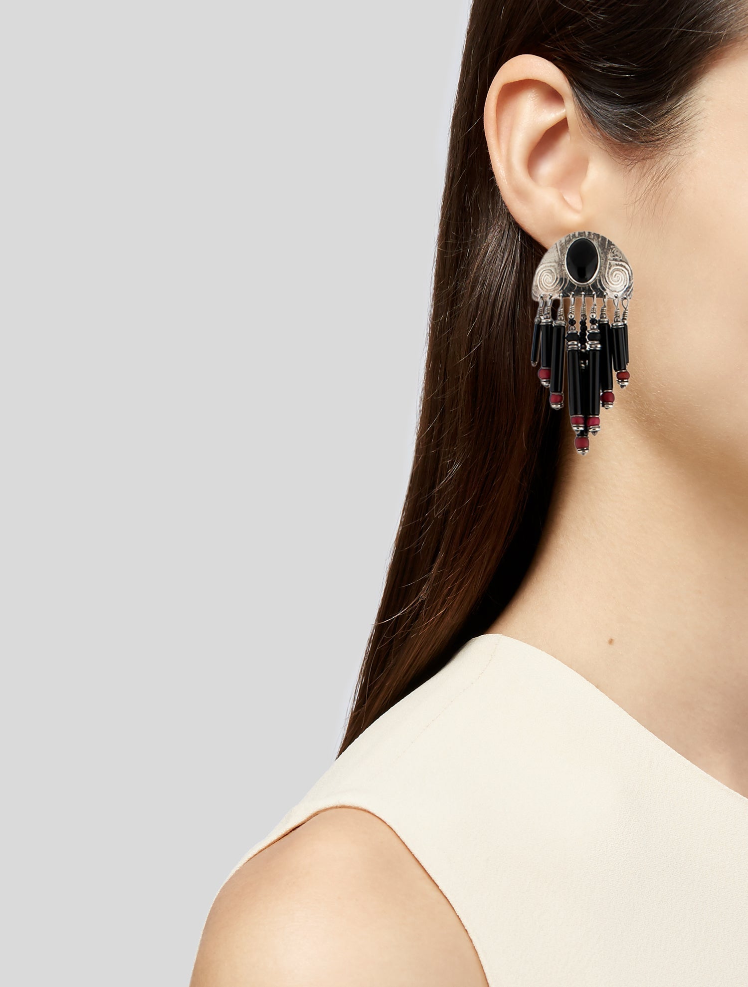 Vaubel Glass & Onyx Drop Earrings