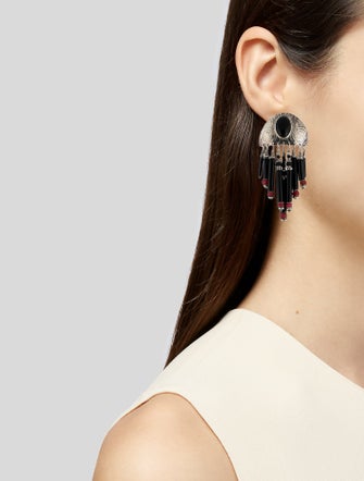 Vaubel Glass & Onyx Drop Earrings