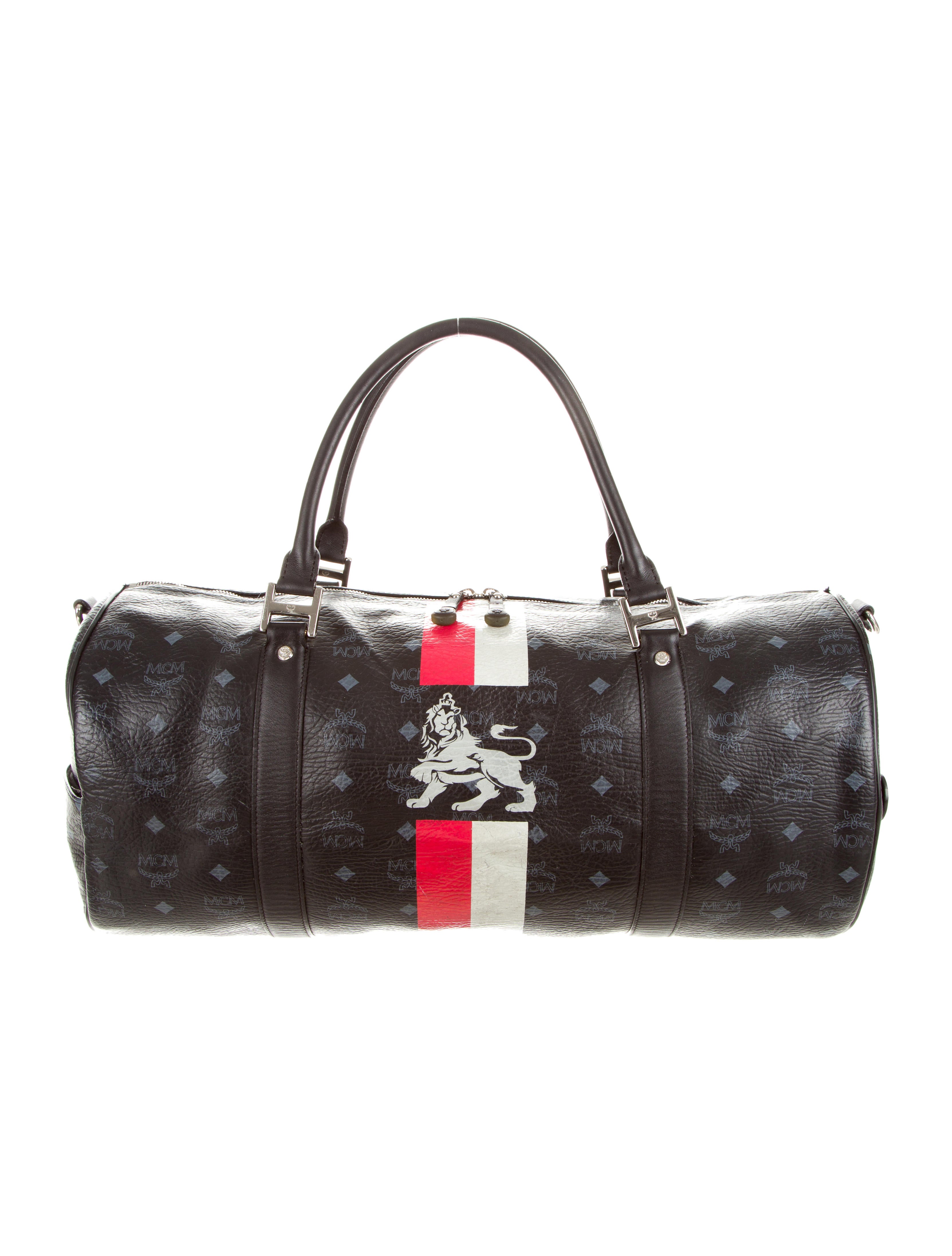 MCM Monogram Coated Canvas Duffle Bag Black Weekenders, Bags W3020326 The RealReal