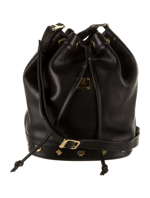 MCM Vintage Visetos Bucket Bag Black
