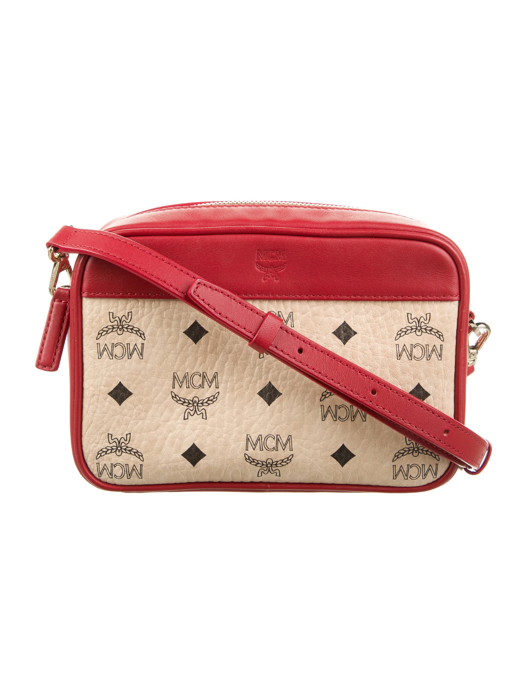 MCM Coated Canvas Visetos Crossbody Bag Red Crossbody Bags, Handbags