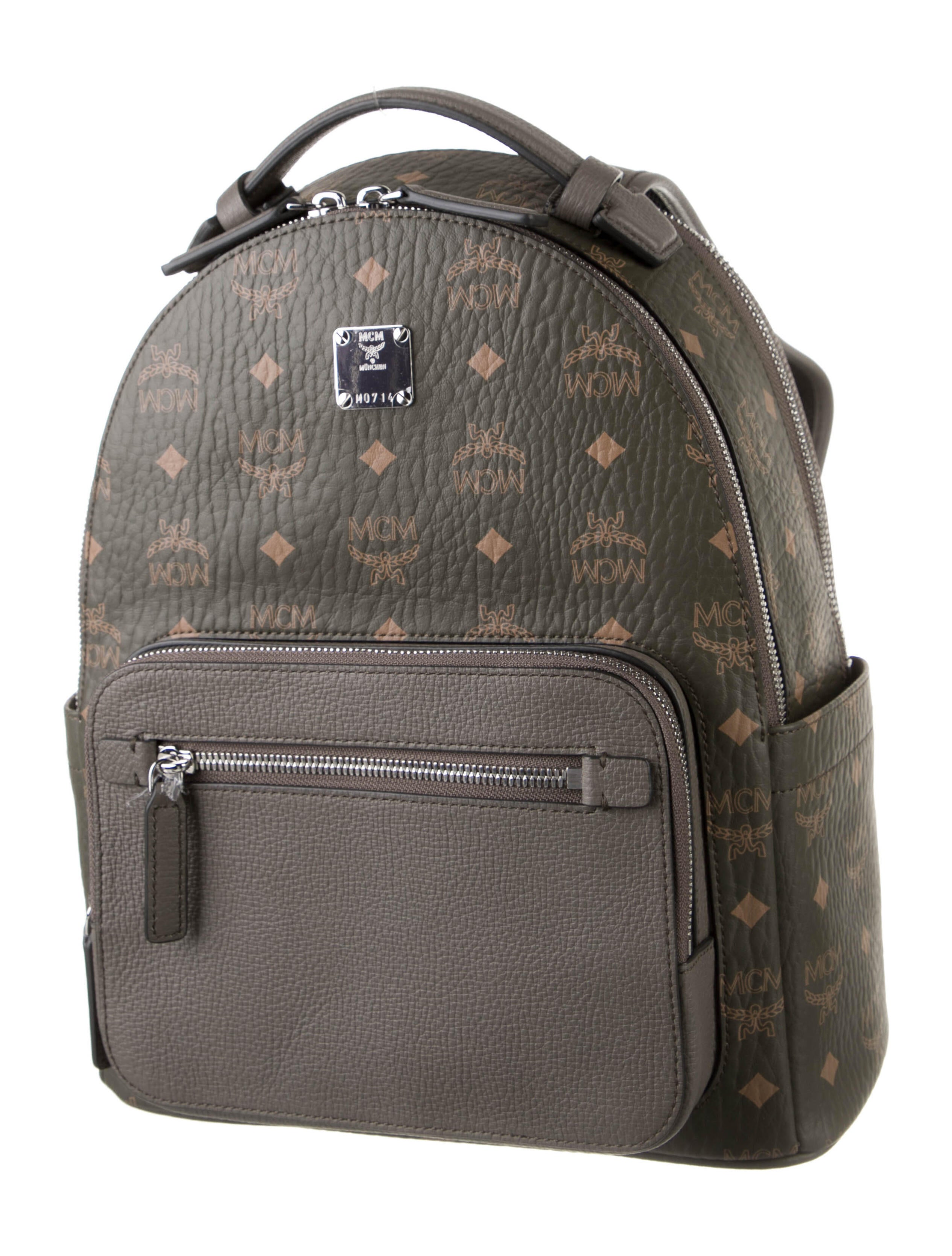 MCM Visetos Leather Backpack Green Backpacks, Bags W3043034 The