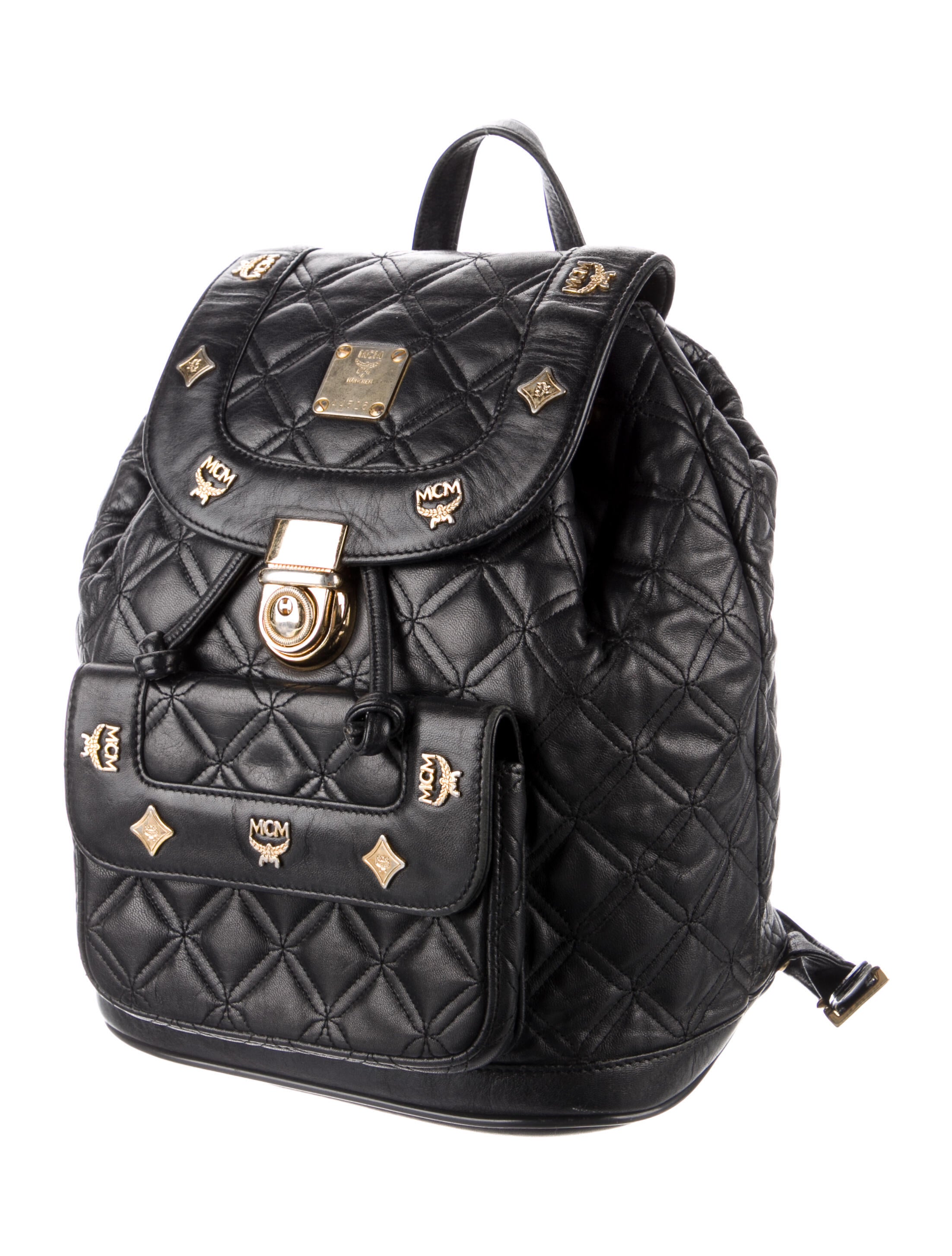 MCM Quilted Leather Backpack Black Backpacks, Handbags W3043308