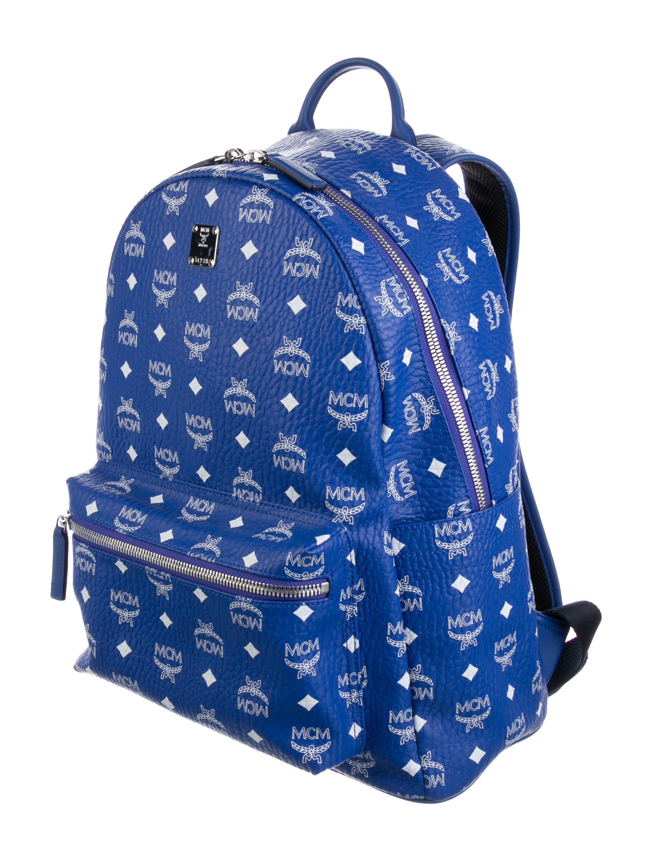 MCM Stark Monogram Backpack Blue Backpacks, Bags W3043724 The