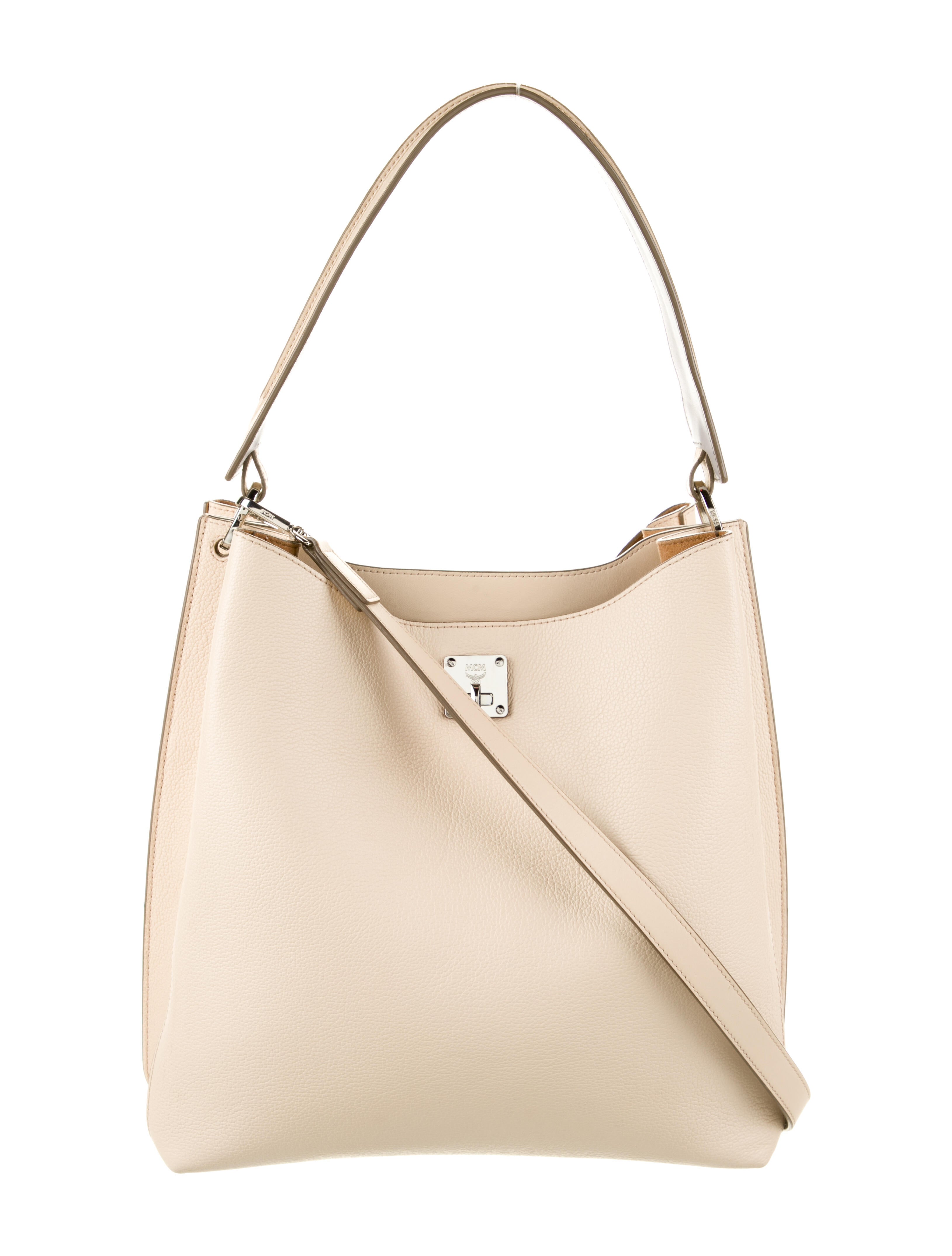 MCM Large Milla Leather Hobo Neutrals Hobos, Handbags W3044358