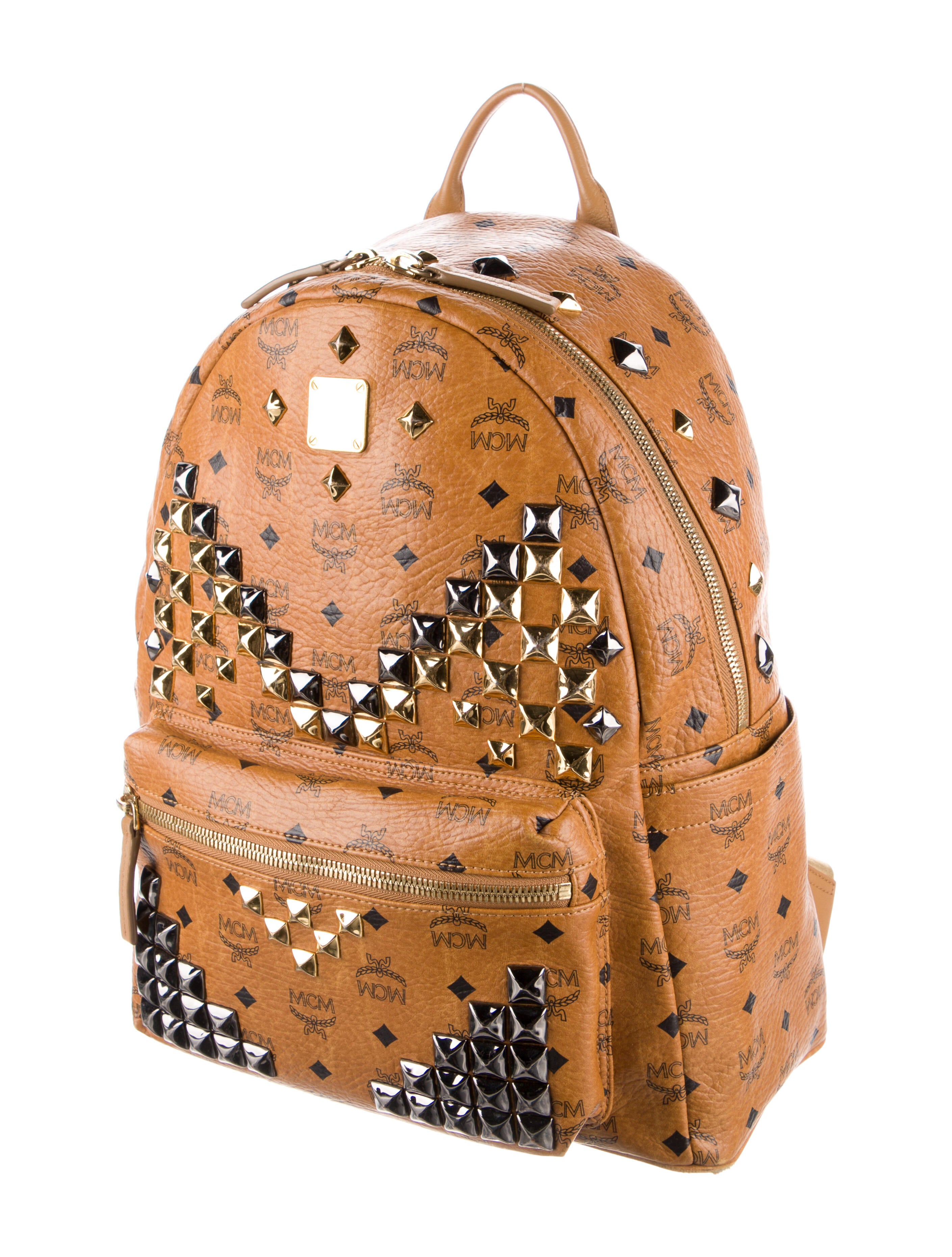 MCM Studded Visetos Backpack Brown Backpacks, Bags W3044628 The