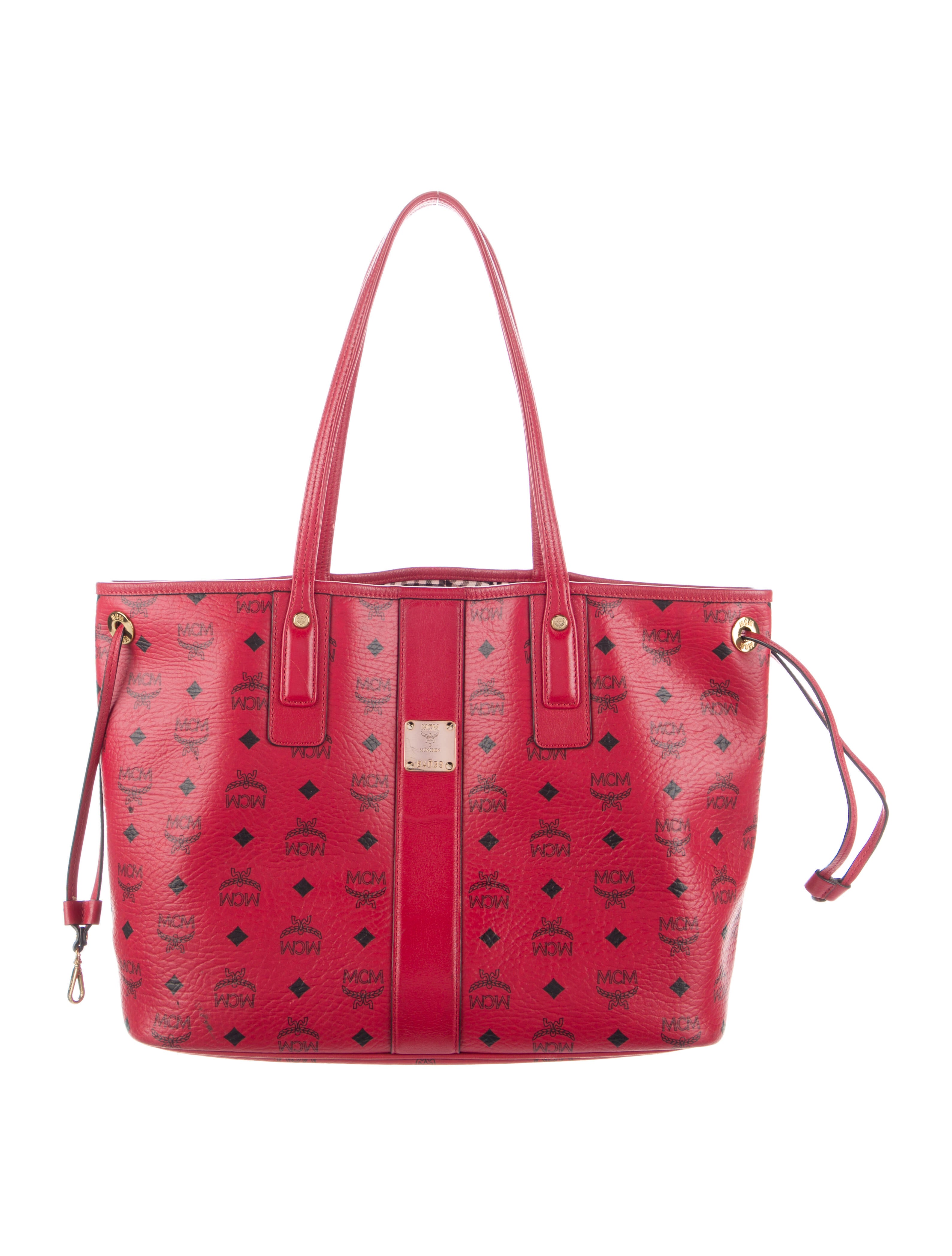 MCM Large Reversible Visetos Liz Tote Brown Totes, Handbags