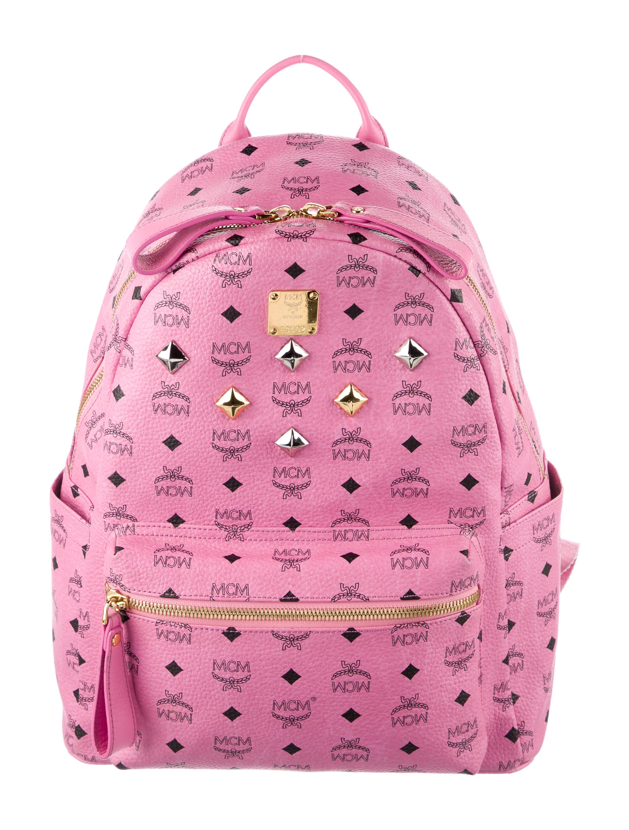 MCM Visetos Studded Backpack Gold Backpacks, Handbags W3045759