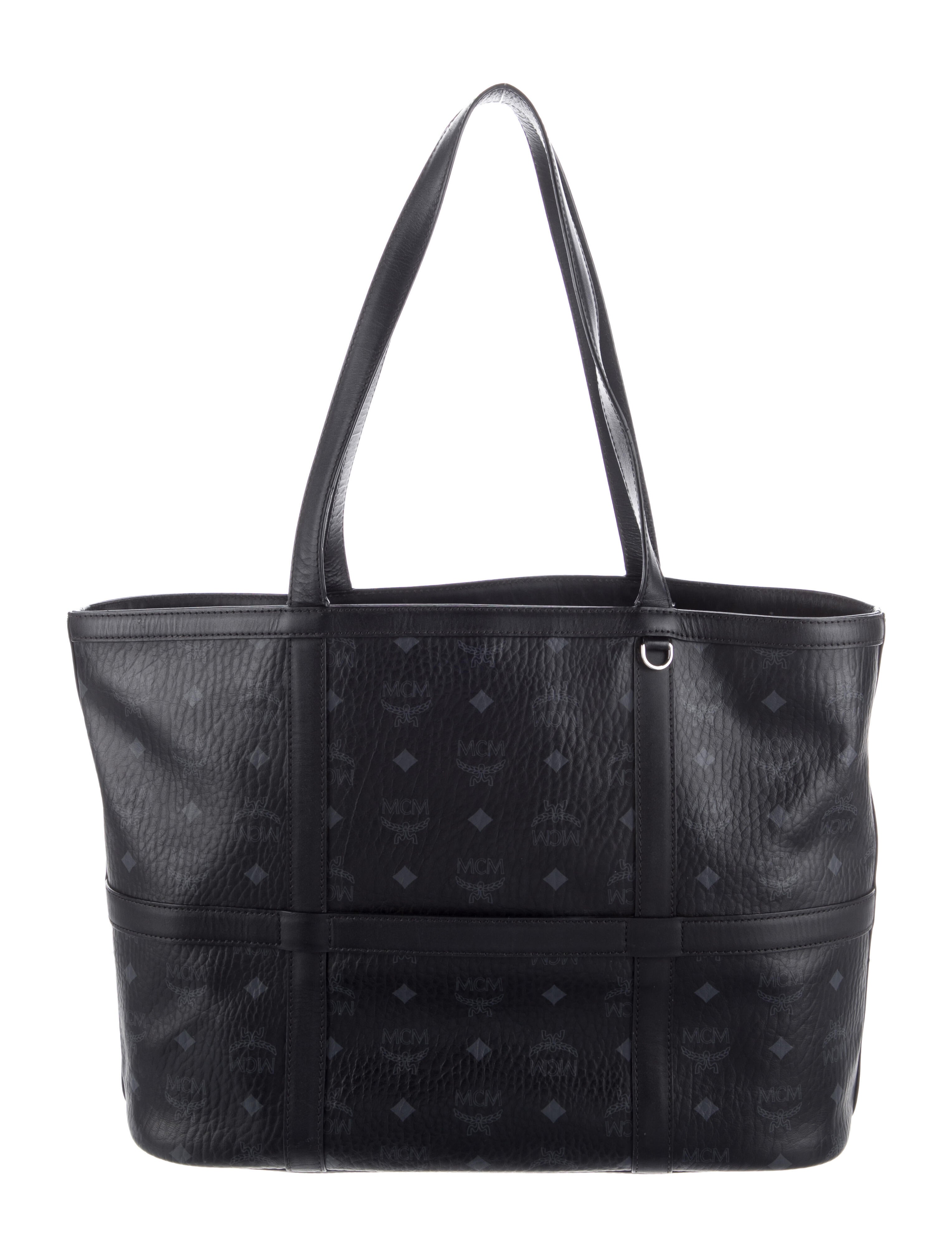 MCM Visetos Delmy Shopper Medium Tote Bag Black Totes, Handbags