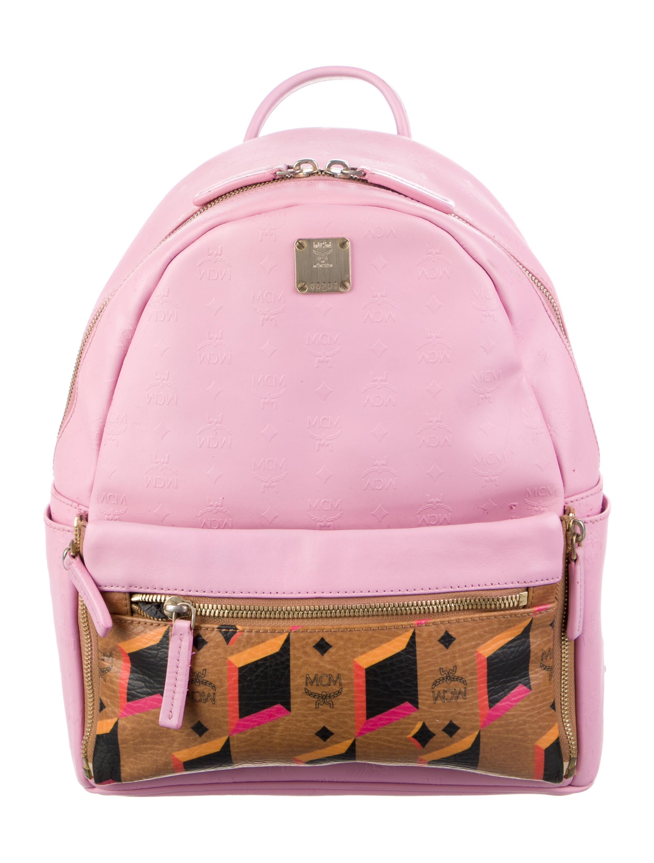 MCM Metallic Studded Leather Backpack Metallic Backpacks, Handbags