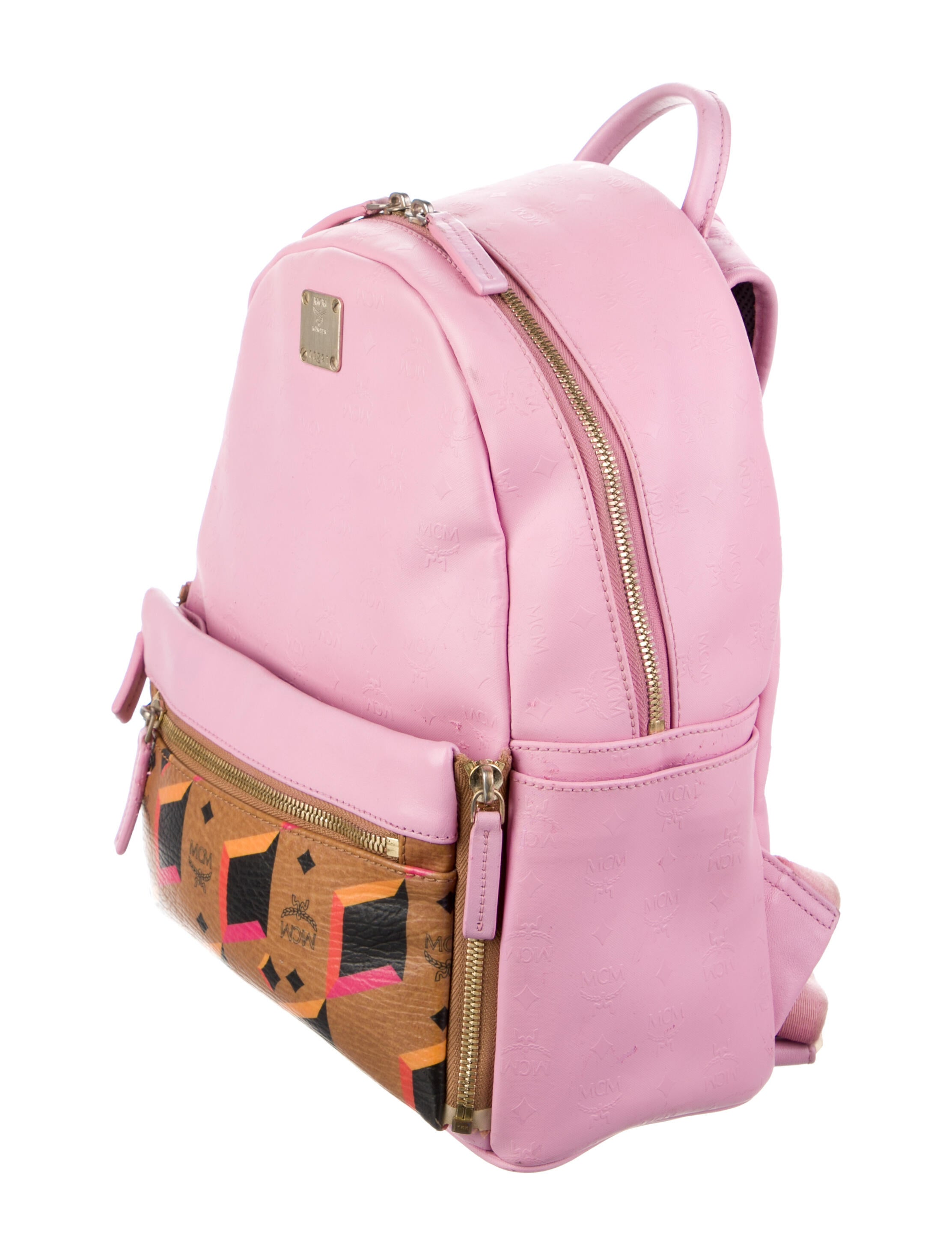 MCM Metallic Studded Leather Backpack Metallic Backpacks, Handbags