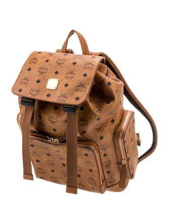 MCM Visetos Leather-Trimmed Backpack