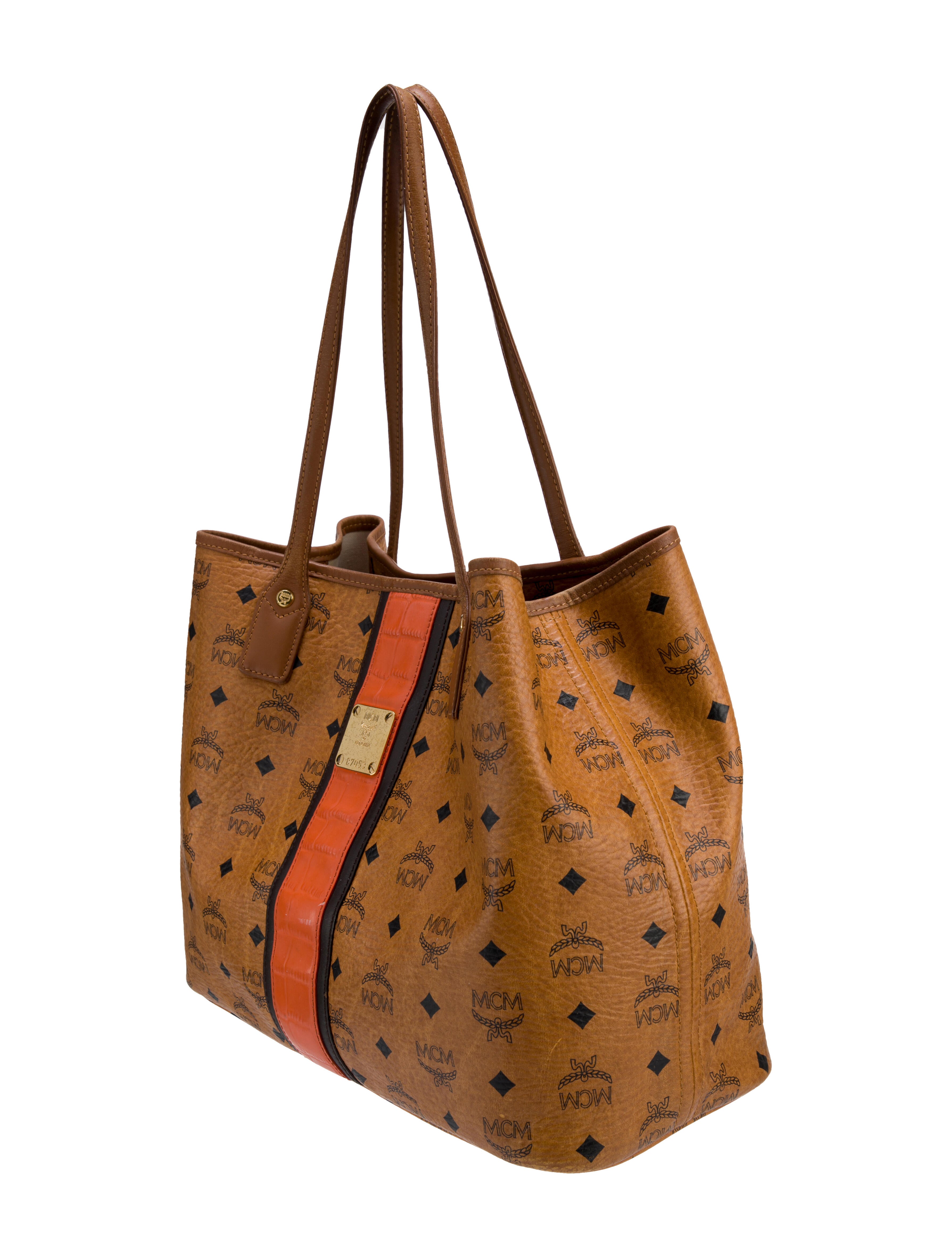 MCM Visetos Medium Tote Bag w/ Pouch Brown Totes, Handbags W3051283