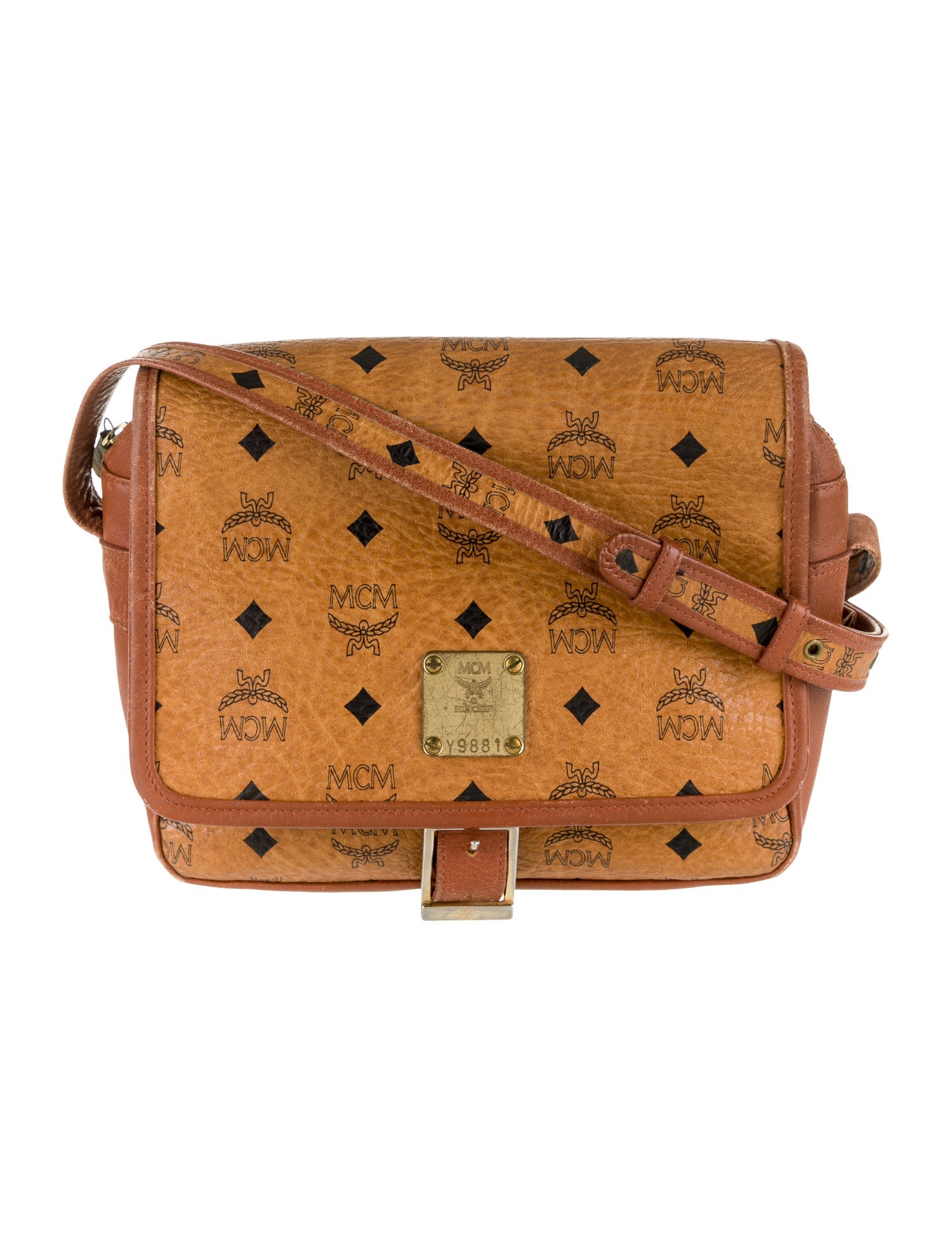 MCM Visetos Crossbody Bag Brown Shoulder Bags, Handbags W3052577