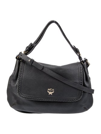 MCM Solid Leather Shoulder Bag