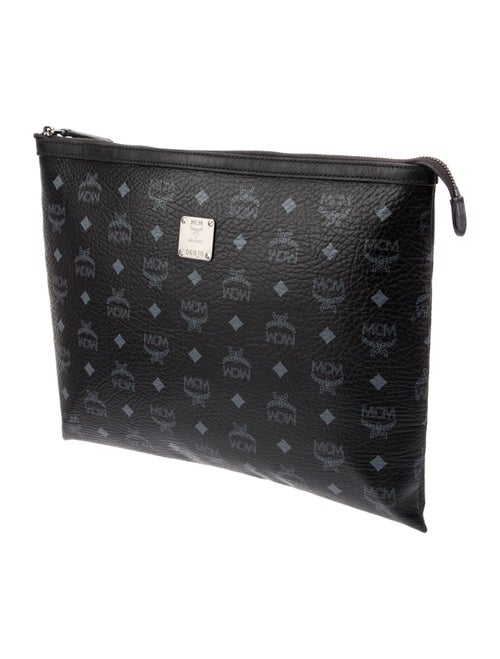 MCM Logo Printed Leather Clutch