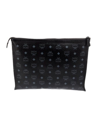 MCM Logo Printed Leather Clutch
