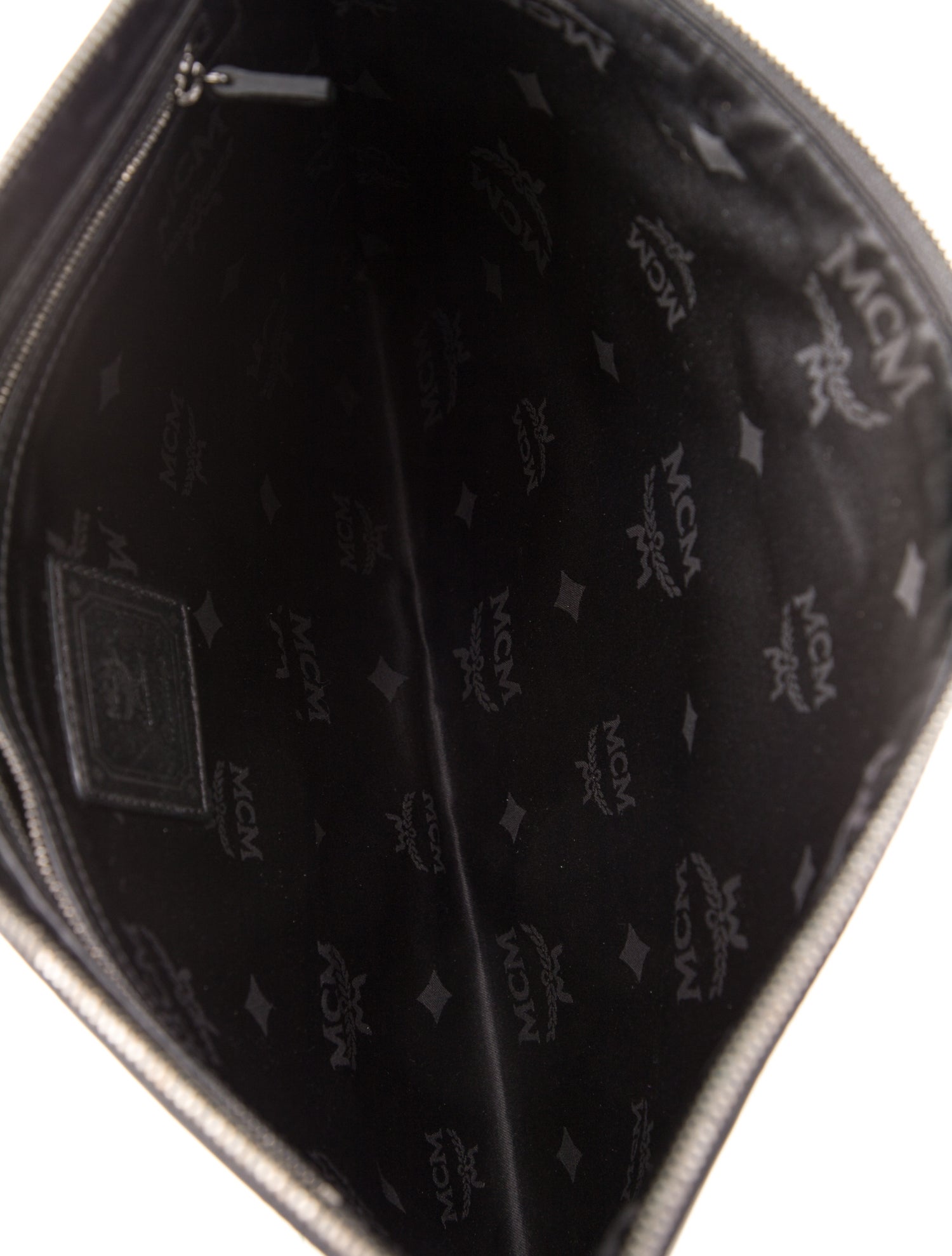 MCM Logo Printed Leather Clutch - Black Clutches, Handbags