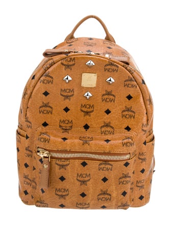 MCM Studded Logo Leather Backpack